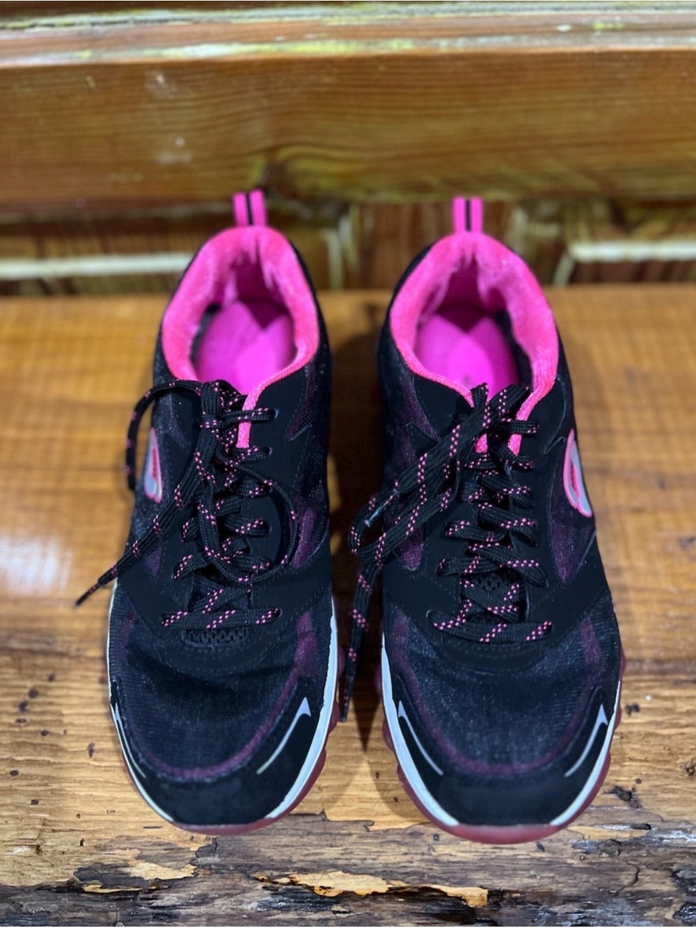 Skechers Black Athletic Sneakers with Pink Accents - Picture 3 of 11